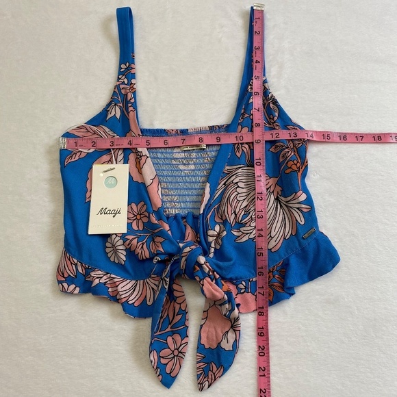 Maaji Floret Kelsey Cover-Up Top, Blue/Orange/Pink Floral, Medium, NWT - Picture 12 of 16